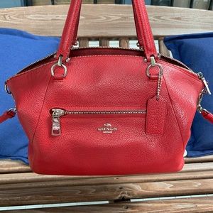Authentic COACH Prairie RedPebbled Leather Satchel